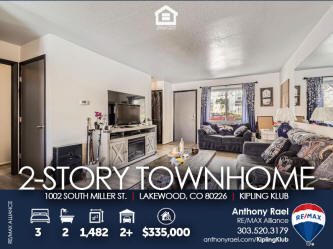 1002 South Miller St in Lakewood CO 80226 - Townhome with attached garage for sale - REMAX Lakewood CO Realtor Anthony Rael