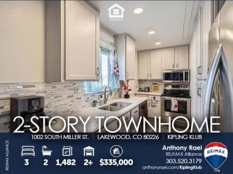 1002 South Miller St in Lakewood CO 80226 - Townhome with attached garage for sale - REMAX Lakewood CO Realtor Anthony Rael