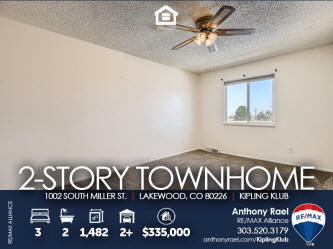 1002 South Miller St in Lakewood CO 80226 - Townhome with attached garage for sale - REMAX Lakewood CO Realtor Anthony Rael