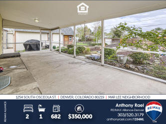 Starter Home in Denver for Sale : 1254 S. Osceola St - Denver CO 80219 | Mar Lee Neighborhood : RE/MAX Denver Colorado Real Estate Agent
