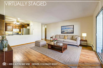 695 S. Alton Way #5B - Virtually Staged Living Room - Windsor Gardens in Denver